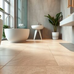 Podłoga do łazienki z klasą antypoślizgowości: jak połączyć bezpieczeństwo z estetyką i komfortem użytkowania