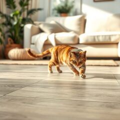 Podłoga w mieszkaniu z kotem: jak wybrać trwały i bezpieczny materiał odporny na zarysowania i wilgoć